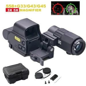 Holographic Collimator 558+G33/G45 Red Dot Optic Sight /20mm Rail Mounts&Quick
