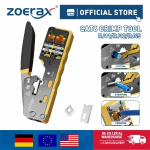 ZoeRax RJ45 Crimping Tool Pass Through Crimper for Cat6/5e/5 Ethernet Connector